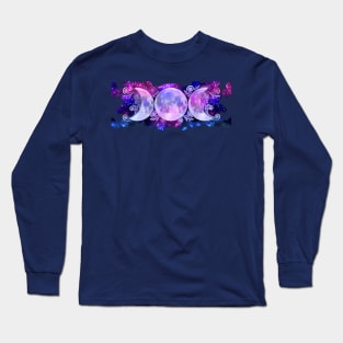 Triple Goddess Moons and Stars Long Sleeve T-Shirt